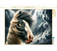 Puzzle CALVENDO Cavaliers de la tempête - Un étalon tinker poney dans le vent |