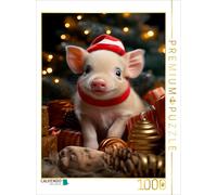 Puzzle · Cochon de Noël | Photo d'un cochon de Noël générée par l'IA · 1000 pièces · Format assemblé 64 × 48 cm · CALVENDO Puzzle