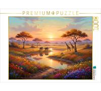 Puzzle CALVENDO Coucher de soleil africain avec des éléphants et des girafes | 1