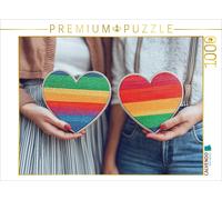 Puzzle · des cœurs aux Couleurs de l'arc-en-Ciel comme Symbole de la | communauté LGBTQ · Deux cœurs multicolores aux couleurs de… · 1000 pièces · Format assemblé 64 × 48 cm · CALVENDO Puzzle