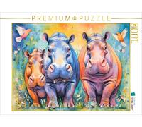 Puzzle CALVENDO Des hippopotames amusants et colorés | 1000 pièces, format assem