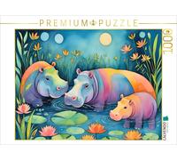 Puzzle CALVENDO Des hippopotames multicolores dans l'eau | 1000 pièces, format a