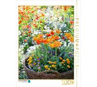 CALVENDO Puzzle Orange Tulpen im Weidenkorb umgeben Von Hornveilchen 1000 Teile Puzzle Hoch 1000 Pieces 48 x 64 cm from Gisela Kruse