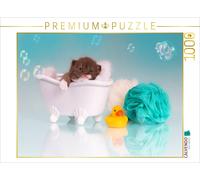 Puzzle CALVENDO Détente - Un chaton dans la baignoire | 1000 pièces, format asse