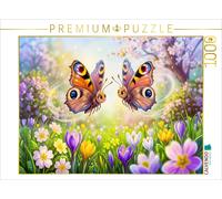 Puzzle CALVENDO Deux paons du jour dans un champ de crocus au printemps | 1000 p