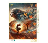CALVENDO Puzzle Double exposure silhouette of a woman and her inner child in the