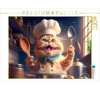 Puzzle CALVENDO Drôle de chat cuisinier | 1000 pièces, format assemblé 64 × 48 c