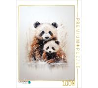 Puzzle CALVENDO Famille de pandas câlins en acrylique couleur | 1000 pièces, for