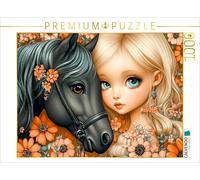 Puzzle CALVENDO Fille avec poney | 1000 pièces, format assemblé 64 × 48 cm | Puz