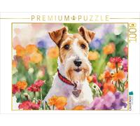Puzzle CALVENDO Fox-terrier au milieu d'une mer de fleurs | 1000 pièces, format