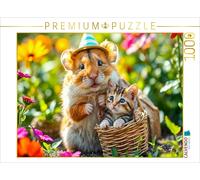 Puzzle CALVENDO Hamster et son chaton dans le jardin | 1000 pièces, format assem