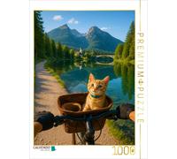 Puzzle CALVENDO Hintersee près de Raumsau avec un vélo et un chat | 1000 pièces,