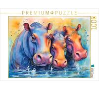 Puzzle CALVENDO Hippopotames barbotant et colorés | 1000 pièces, format assemblé