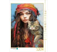 Puzzle · Homme et Chat | Elle est aussi têtue que son chat · 1000 pièces · Format assemblé 64 × 48 cm · CALVENDO Puzzle