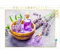 Puzzle CALVENDO Huile de lavande dans une coupe en bois avec fleurs | 1000 pièce
