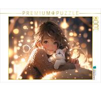 Puzzle CALVENDO Illustration Manga - Fillette faisant un câlin à un chat | 1000