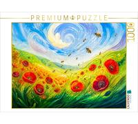 Puzzle CALVENDO Jeu de puzzle « Coquelicots et abeilles dans un champ balayé par