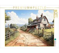 Puzzle · La Route Non goudronnée mène à Une Petite Exploitation agricole | La vue romantique d'une idylle rurale · 1000 pièces · Format assemblé 64 × 48 cm · CALVENDO Puzzle