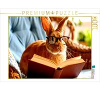 Puzzle · Lapin en Train de Lire | Si tu es tellement absorbé par ta lecture que tu en oublies les… · 1000 pièces · Format assemblé 64 × 48 cm · CALVENDO Puzzle