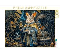 Puzzle CALVENDO Lapin steampunk dans une maison en racines avec une lanterne fan