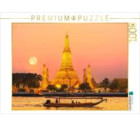 CALVENDO Puzzle Aufgehender Mond am Wat Arun in Bangkok 1000 Teile Puzzle quer 1000 Pieces 64 x 48 cm from Globe Visual