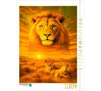 Puzzle CALVENDO Le roi de la savane - Lion magique en double exposition | 1000 p