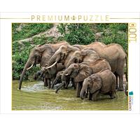 Puzzle CALVENDO Les éléphants… Rencontre au point d'eau | 1000 pièces, format as