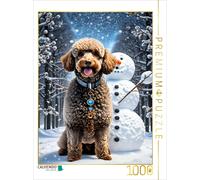 CALVENDO Puzzle d'hiver Caniche, Caniche Devant Un Bonhomme de Neige, 1000 pièces, Taille de la Ponte, 48 x 64 cm, Puzzle Photo pour des Heures heureuses