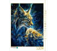Puzzle CALVENDO Lynx lumineux en jaune et turquoise | 1000 pièces, format assemb