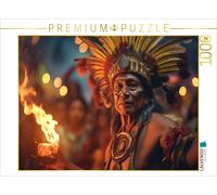 Puzzle CALVENDO Ombres de feu : Chef indien en puissante invocation | 1000 pièce