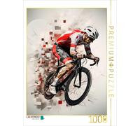 Puzzle CALVENDO Passion rouge : l'énergie abstraite du vélo de course en noir |