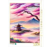 Puzzle CALVENDO Paysage japonais, au premier plan des amandiers en fleurs. Créé