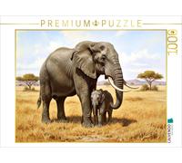 Puzzle CALVENDO Peinture représentant un éléphant avec son petit | 1000 pièces,