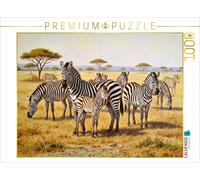 Puzzle CALVENDO Peinture représentant un troupeau de zèbres avec leurs petits |