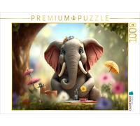 Puzzle CALVENDO Pique-nique des éléphants | 1000 pièces, format assemblé 64 × 48
