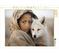 Puzzle · Portraits dans Le désert | Jeune fille avec un jeune chacal · 1000 pièces · Format assemblé 64 × 48 cm · CALVENDO Puzzle