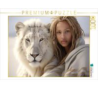 Puzzle · Portraits du désert | Une fille avec un lion blanc · 1000 pièces · Format assemblé 64 × 48 cm · CALVENDO Puzzle