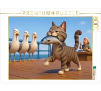 CALVENDO Puzzle ce Que Vous Dites Maintenant - Chat de Dessin animé avec Poisson - 1000 pièces - Taille de la Pose : 64 x 48 cm - Puzzle Photo pour des Heures heureuses