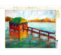 Puzzle CALVENDO Remise à bateaux au bord du lac de Kochel (gouache et pastels) |