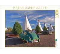 Puzzle CALVENDO Route 66 aux États-Unis : voitures anciennes et motif de wigwam