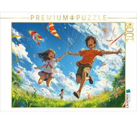 Puzzle CALVENDO Scène joyeuse d'anime pour enfants - faire du cerf-volant sous l