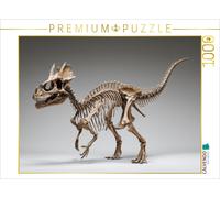 Puzzle · Squelette de pachycéphalosaure avec crâne en dôme sur Le côté | Un squelette de dinosaure se tenant debout avec un dôme crânien… · 1000 pièces · Format assemblé 64 × 48 cm · CALVENDO Puzzle