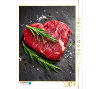 Puzzle CALVENDO Steak de bœuf en forme de cœur avec du romarin frais | 1000 pièc