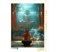 Puzzle CALVENDO Temple bouddhiste avec moine | 1000 pièces, format assemblé 64 ×