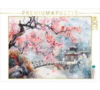 Puzzle CALVENDO Temple chinois à la fleur de cerisier comme dessin à l'encre de