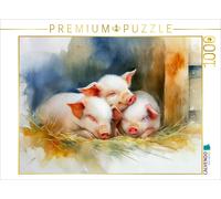 Puzzle CALVENDO Trois petits cochons tout contents somnolent | 1000 pièces, form