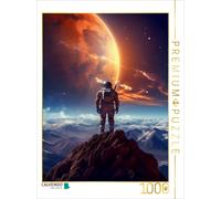 CALVENDO Puzzle Astronaute regardant Un Coucher de Soleil sur Une planète lointaine | 1000 pièces de Taille 48 x 64 cm Puzzle Photo pour des Heures heureuses