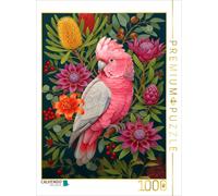 Puzzle CALVENDO Un cacatoès rose au milieu de fleurs multicolores | 1000 pièces,
