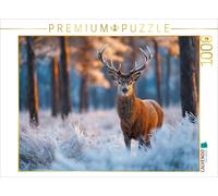 Puzzle CALVENDO Un cerf fier se tient dans la forêt hivernale enneigée, éclairé