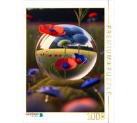 Puzzle CALVENDO Un champ de blé avec des coquelicots et des bleuets se reflète d